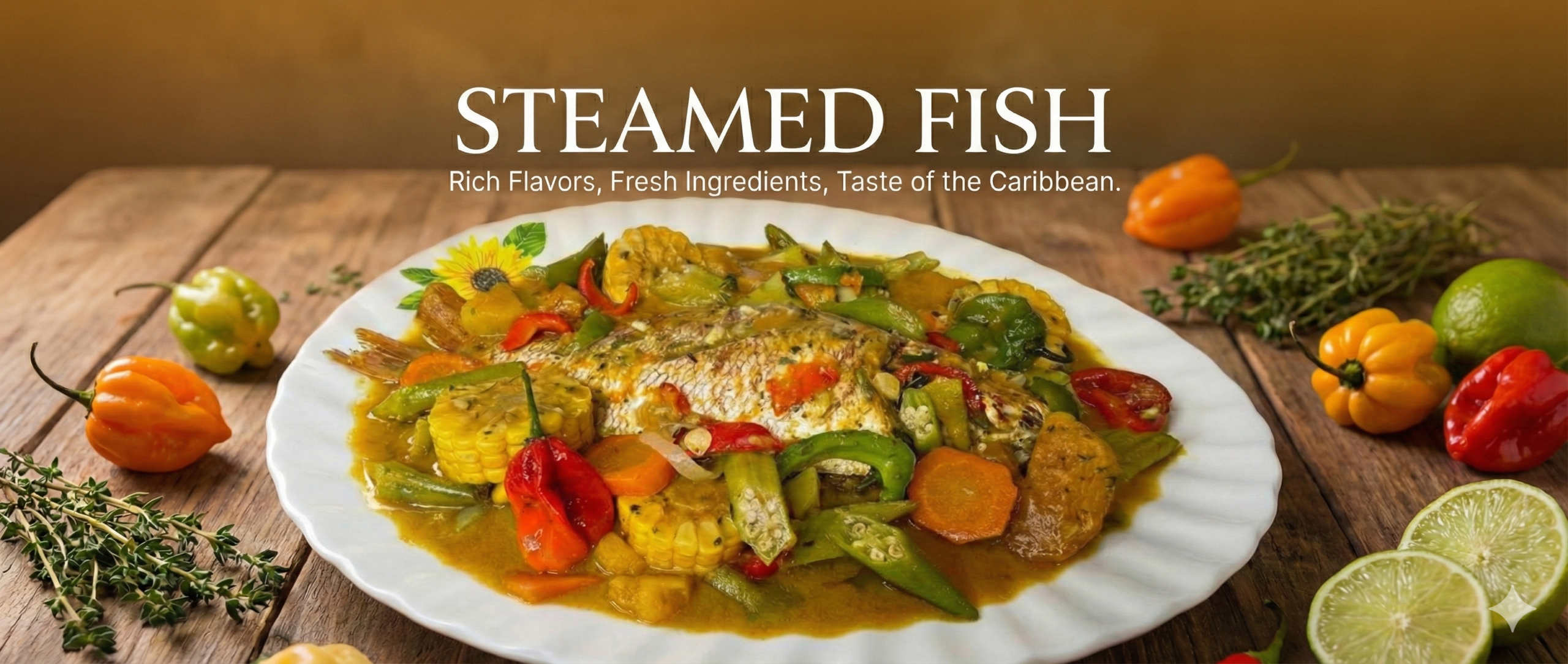 Steamed fish banner for hero section